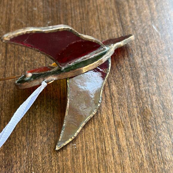 Handmade Vintage Stained Glass Hummingbird  Sun Catcher Hanging OOAK Folkart - Picture 7 of 8